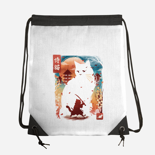 Samurai Cat Landscape-None-Drawstring-Bag-dandingeroz