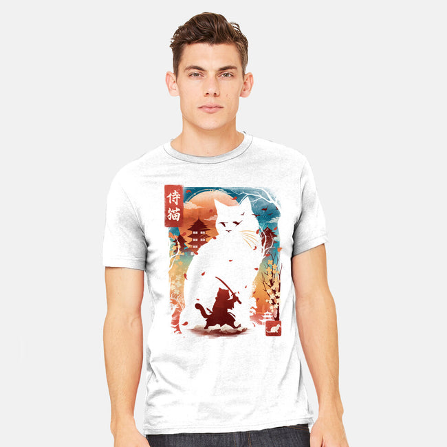 Samurai Cat Landscape-Mens-Heavyweight-Tee-dandingeroz