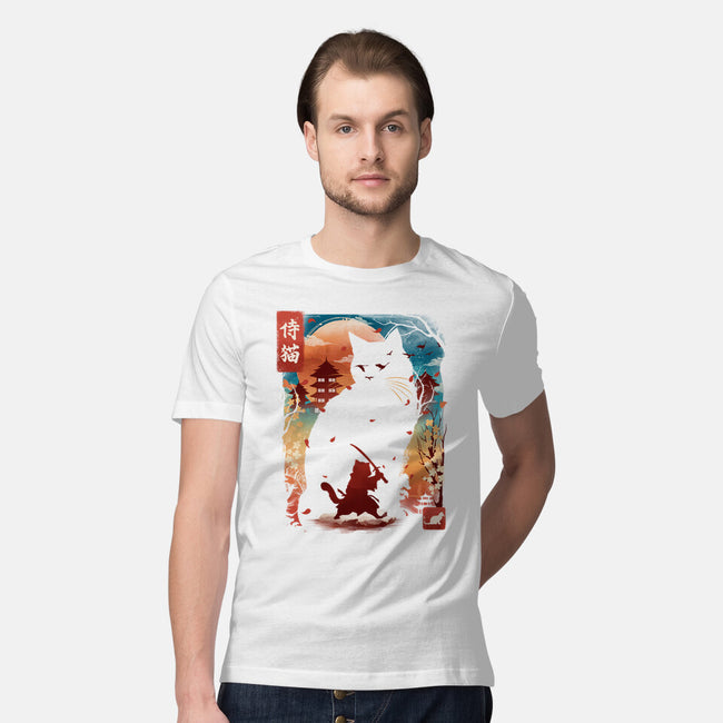 Samurai Cat Landscape-Mens-Premium-Tee-dandingeroz