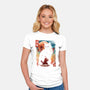 Samurai Cat Landscape-Womens-Fitted-Tee-dandingeroz