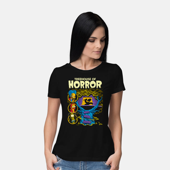 Tree House Of Horror-Womens-Basic-Tee-Jorgetiradoart