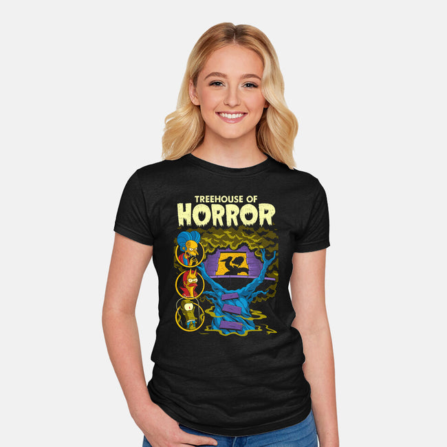 Tree House Of Horror-Womens-Fitted-Tee-Jorgetiradoart