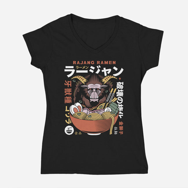 Rajang Ramen-Womens-V-Neck-Tee-LAGELANTEE