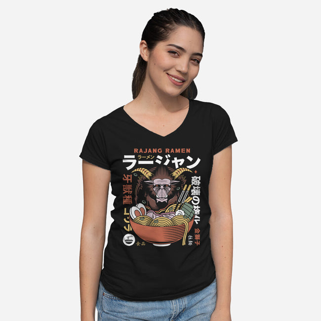 Rajang Ramen-Womens-V-Neck-Tee-LAGELANTEE