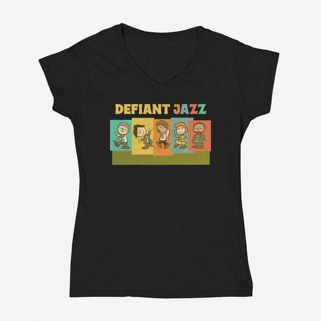 Defiant Jazz-Womens-V-Neck-Tee-kg07