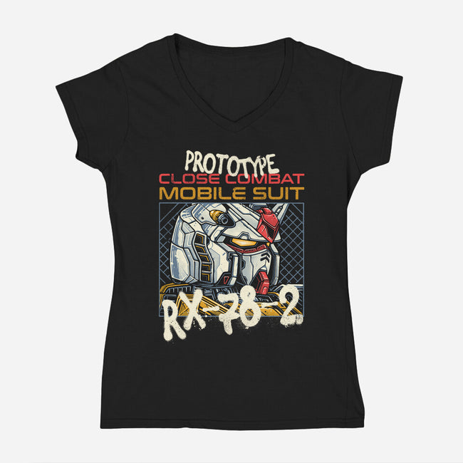 Close Combat Mobile Suit-Womens-V-Neck-Tee-momma_gorilla