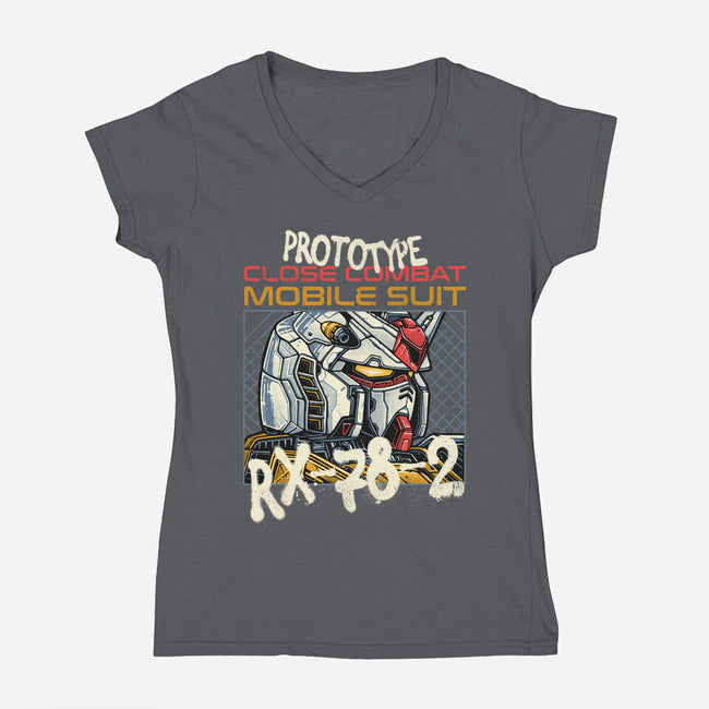 Close Combat Mobile Suit-Womens-V-Neck-Tee-momma_gorilla
