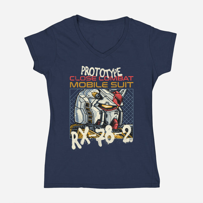 Close Combat Mobile Suit-Womens-V-Neck-Tee-momma_gorilla