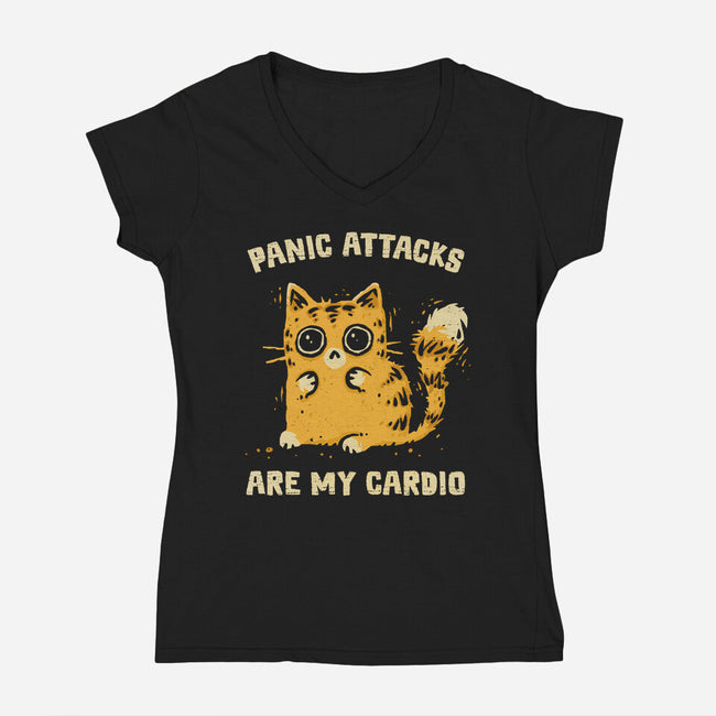 Panic Attacks Are My Cardio-Womens-V-Neck-Tee-kg07