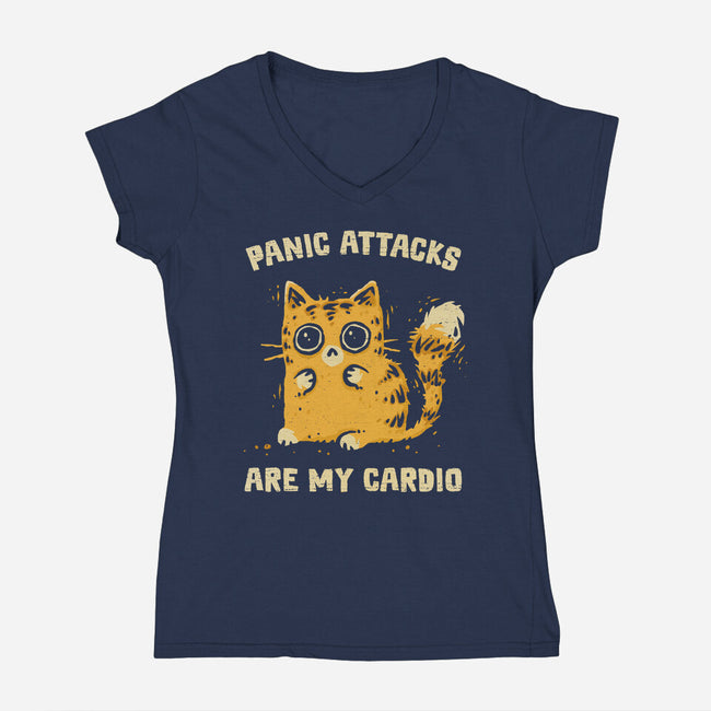 Panic Attacks Are My Cardio-Womens-V-Neck-Tee-kg07