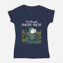 Beagle Monster Hunter-Womens-V-Neck-Tee-P1yu5h