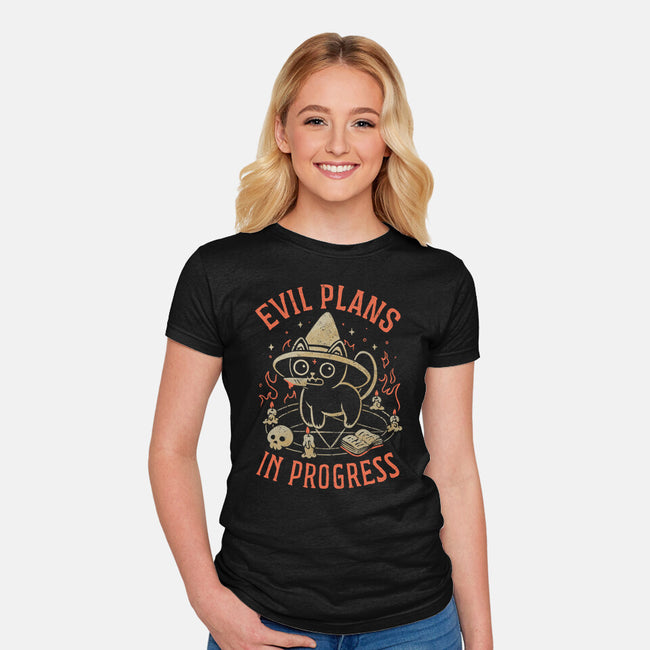 Evil Plans In Progress-Womens-Fitted-Tee-eduely