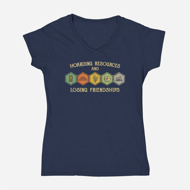 Hoarding Resources And Losing Friends-Womens-V-Neck-Tee-kg07