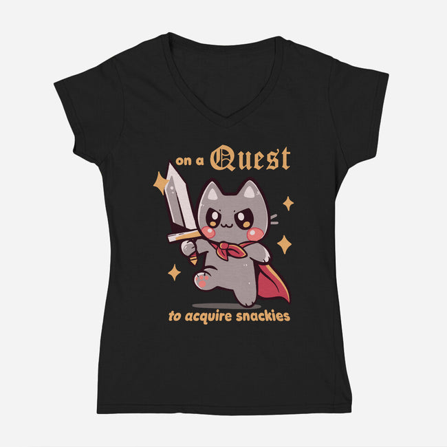 On A Quest To Acquire Snackies-Womens-V-Neck-Tee-TechraNova