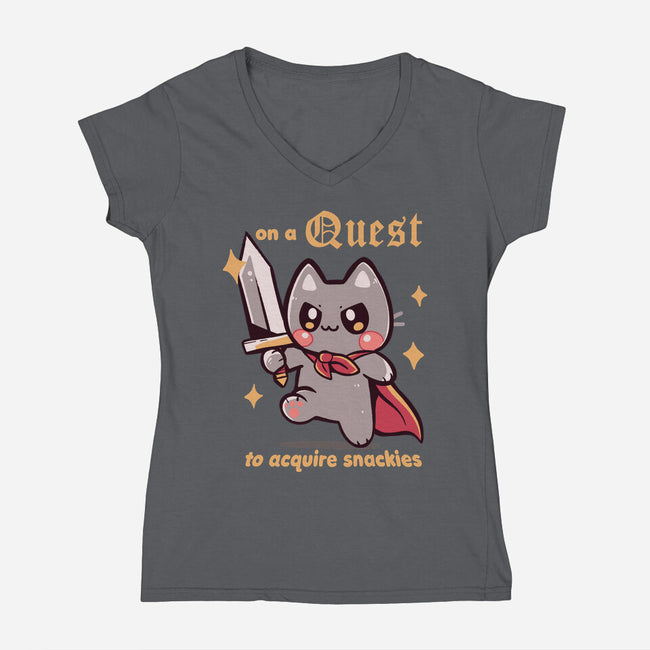 On A Quest To Acquire Snackies-Womens-V-Neck-Tee-TechraNova