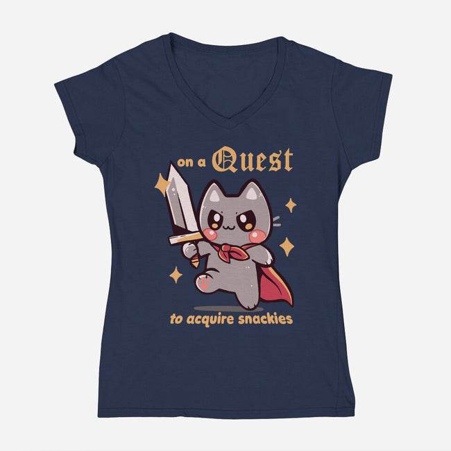 On A Quest To Acquire Snackies-Womens-V-Neck-Tee-TechraNova