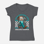 Game Mascot Block Guy-Womens-V-Neck-Tee-Studio Mootant
