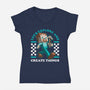 Game Mascot Block Guy-Womens-V-Neck-Tee-Studio Mootant