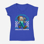 Game Mascot Block Guy-Womens-V-Neck-Tee-Studio Mootant