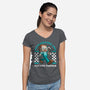 Game Mascot Block Guy-Womens-V-Neck-Tee-Studio Mootant