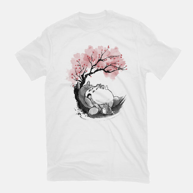 Sakura Neighbor Sumi-e-Womens-Fitted-Tee-DrMonekers