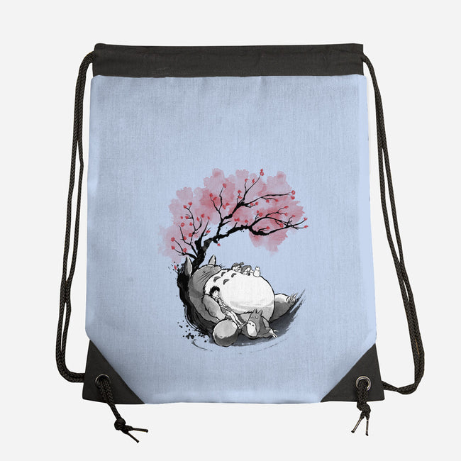 Sakura Neighbor Sumi-e-None-Drawstring-Bag-DrMonekers