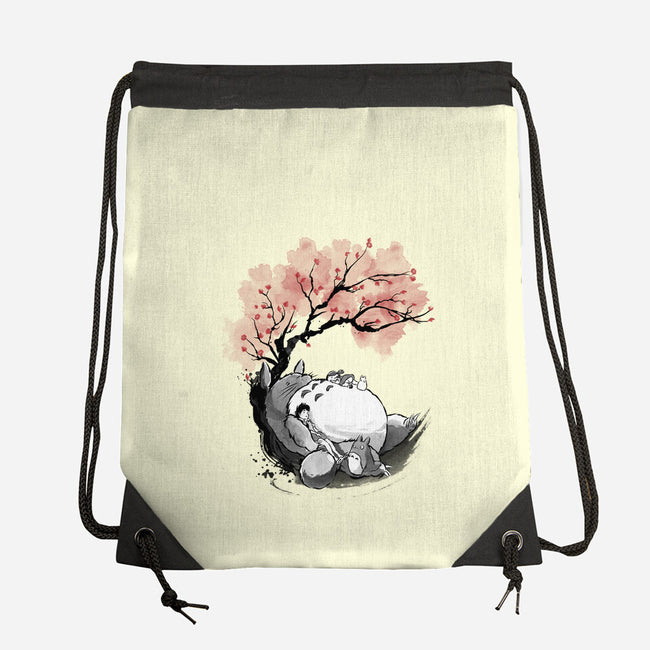 Sakura Neighbor Sumi-e-None-Drawstring-Bag-DrMonekers
