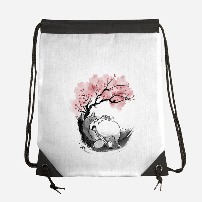 Sakura Neighbor Sumi-e-None-Drawstring-Bag-DrMonekers