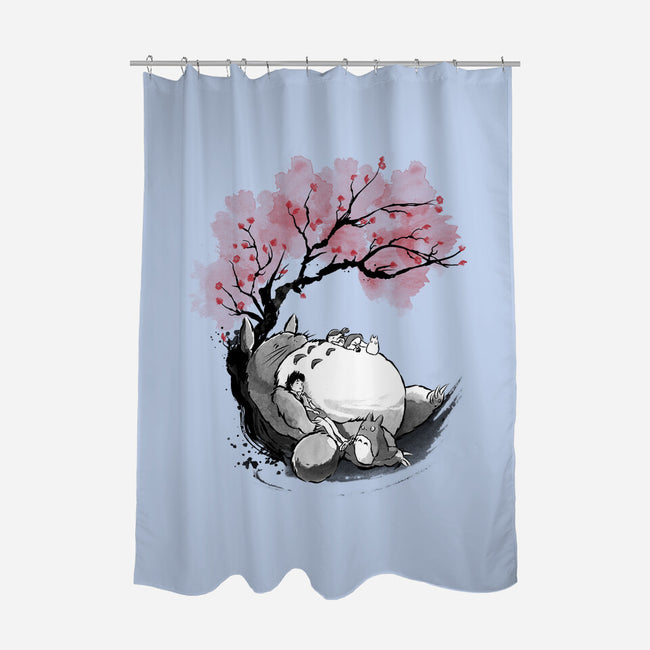 Sakura Neighbor Sumi-e-None-Polyester-Shower Curtain-DrMonekers