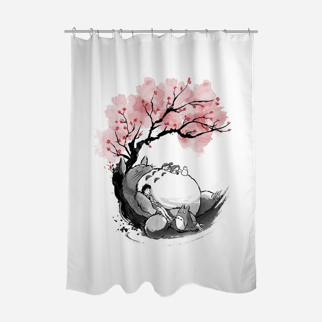 Sakura Neighbor Sumi-e-None-Polyester-Shower Curtain-DrMonekers