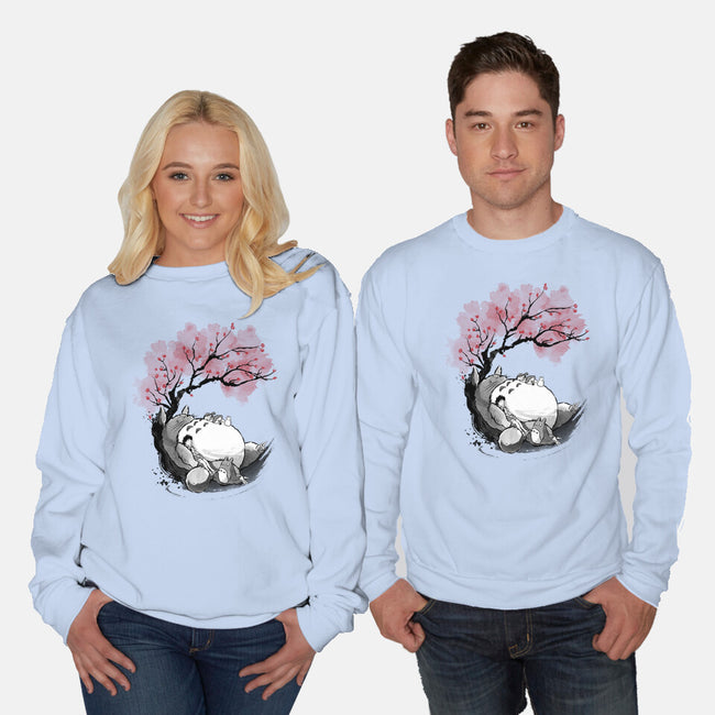 Sakura Neighbor Sumi-e-Unisex-Crew Neck-Sweatshirt-DrMonekers