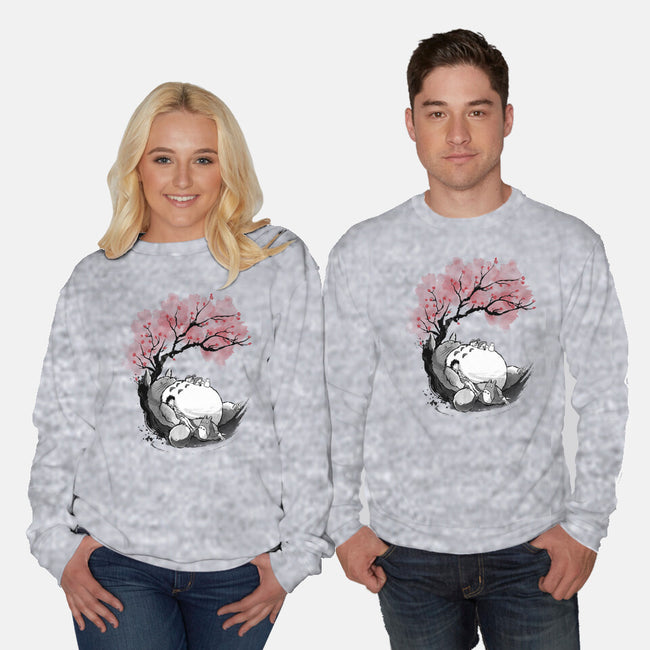 Sakura Neighbor Sumi-e-Unisex-Crew Neck-Sweatshirt-DrMonekers