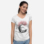 Sakura Neighbor Sumi-e-Womens-V-Neck-Tee-DrMonekers