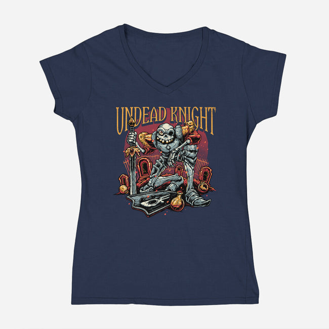Undead Knight-Womens-V-Neck-Tee-momma_gorilla