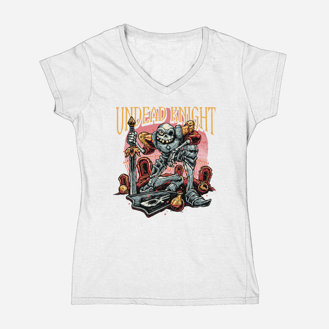 Undead Knight-Womens-V-Neck-Tee-momma_gorilla