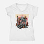Undead Knight-Womens-V-Neck-Tee-momma_gorilla
