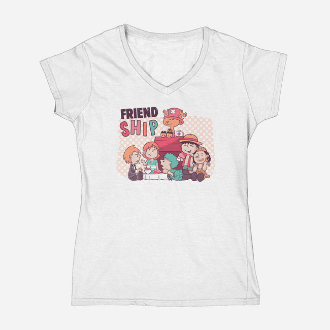 Friend Ship-Womens-V-Neck-Tee-yumie