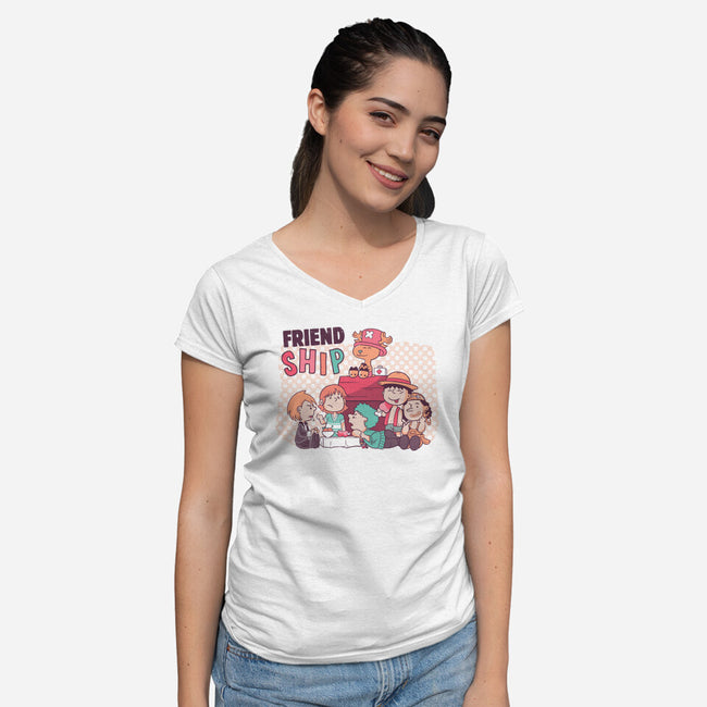 Friend Ship-Womens-V-Neck-Tee-yumie
