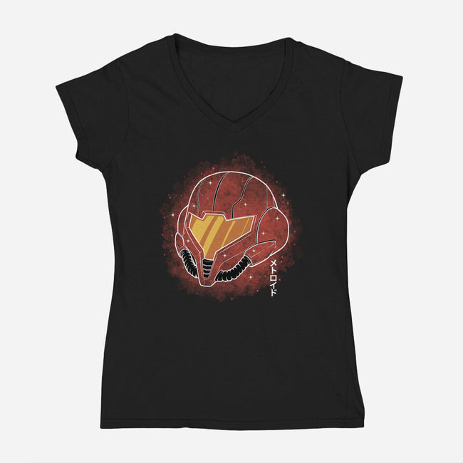 Galactic Huntress Galaxy-Womens-V-Neck-Tee-Astrobot Invention