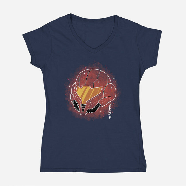 Galactic Huntress Galaxy-Womens-V-Neck-Tee-Astrobot Invention