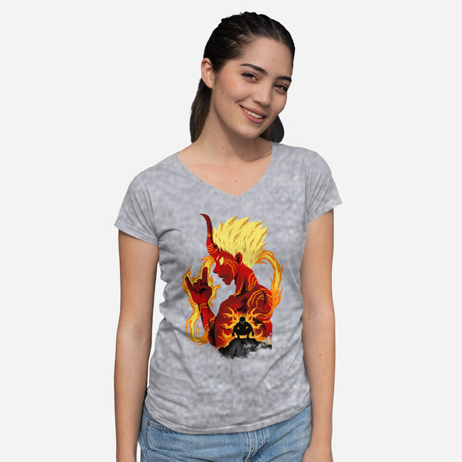 Banshoman Shadows-Womens-V-Neck-Tee-spoilerinc