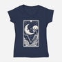 The Moon Tarot Skull-Womens-V-Neck-Tee-Eoli Studio