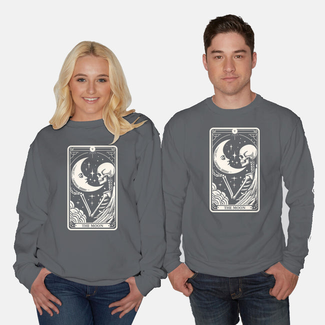 The Moon Tarot Skull-Unisex-Crew Neck-Sweatshirt-Eoli Studio