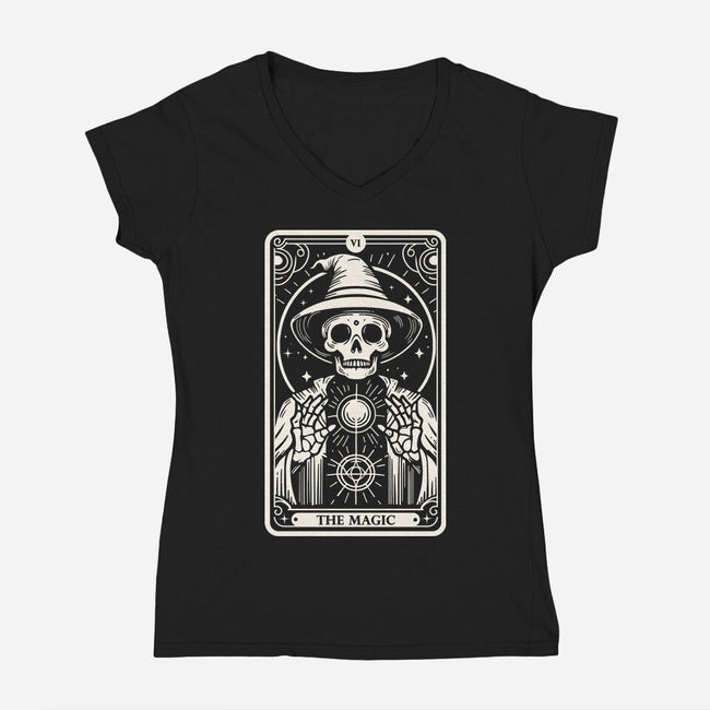 The Magic Tarot Skull-Womens-V-Neck-Tee-Eoli Studio