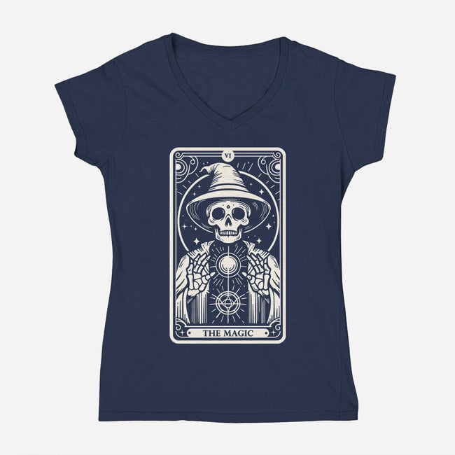 The Magic Tarot Skull-Womens-V-Neck-Tee-Eoli Studio