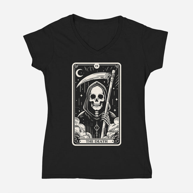 The Death Tarot Skull-Womens-V-Neck-Tee-Eoli Studio