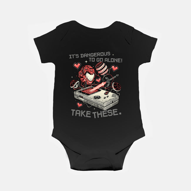 Dangerous To Go Alone-Baby-Basic-Onesie-momma_gorilla