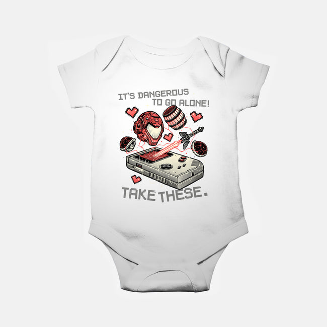 Dangerous To Go Alone-Baby-Basic-Onesie-momma_gorilla