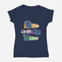 Live Laugh And Love Stitch-Womens-V-Neck-Tee-turborat14