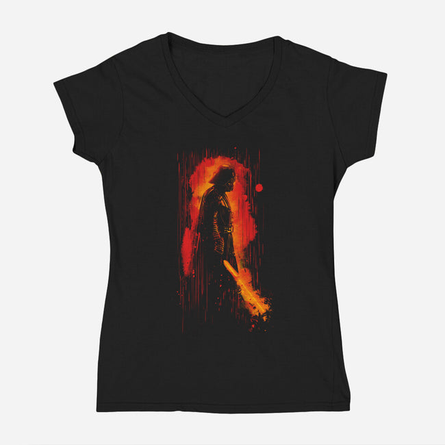 Dark Rain-Womens-V-Neck-Tee-kharmazero